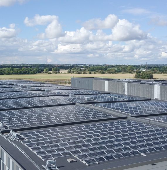 solar cells on a roof